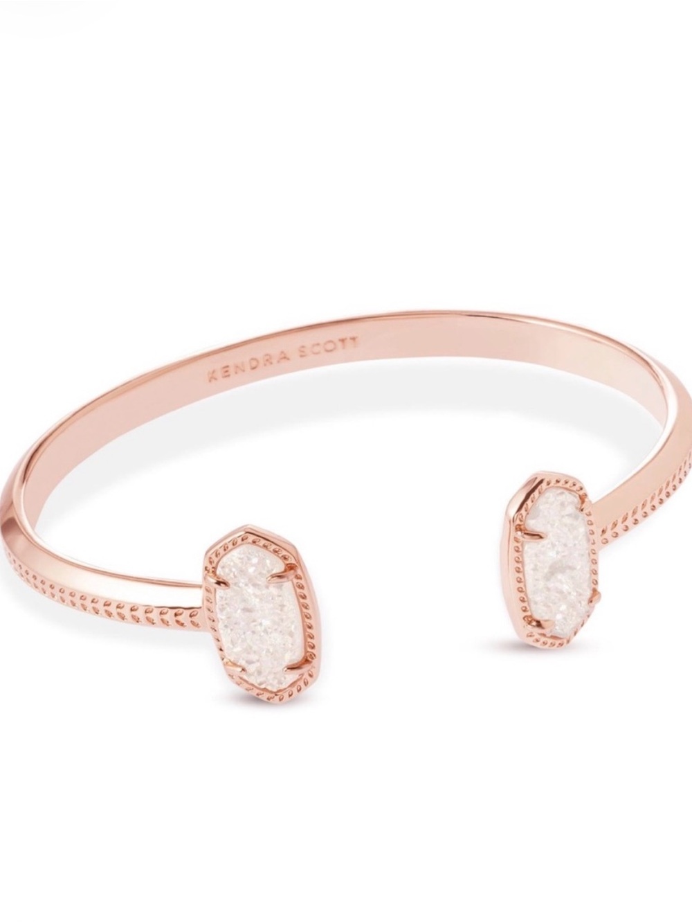 Kendra Scott Elton Rose Gold Cuff Bracelet in Iridescent Drusy NWT